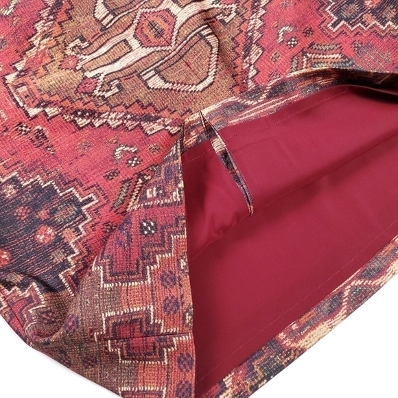 New Tory Burch Silk Wool Aztec Print Skirt Sz 10 - Picture 9 of 12